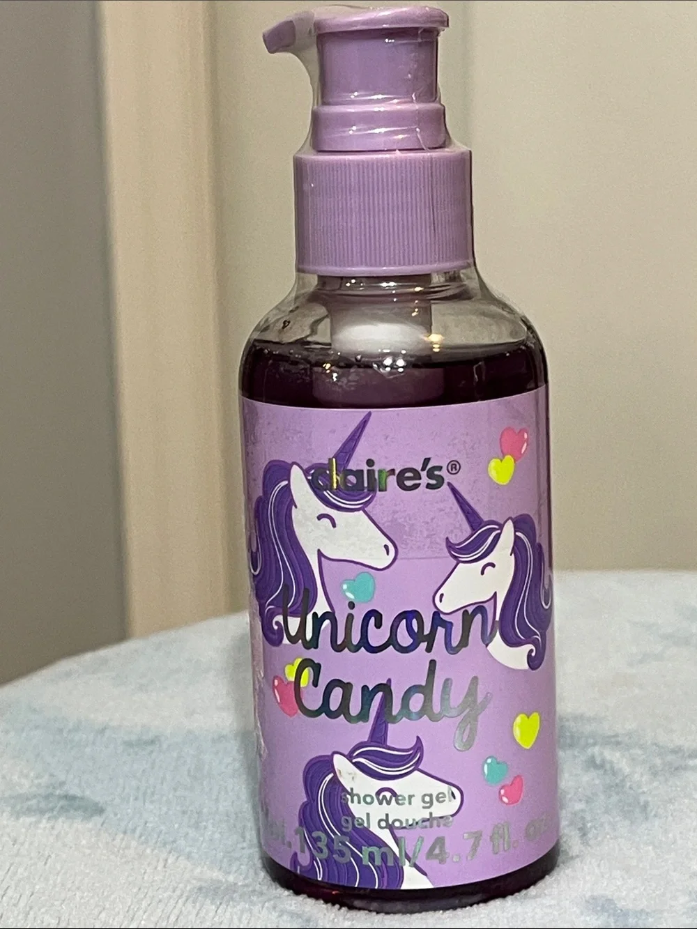 Claire's Unicorn Candy Shower Gel with Pink Teal Purple Unicorn Sponge